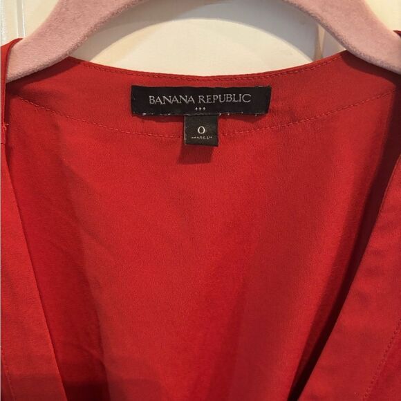 Banana Republic Rust Midi Wrap Dress with Flutter Sleeves - Picture 2 of 4